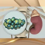 Chemische Struktur von Cortisol mit Darstellung der Nebenniere im Kontext der HPA-Achse