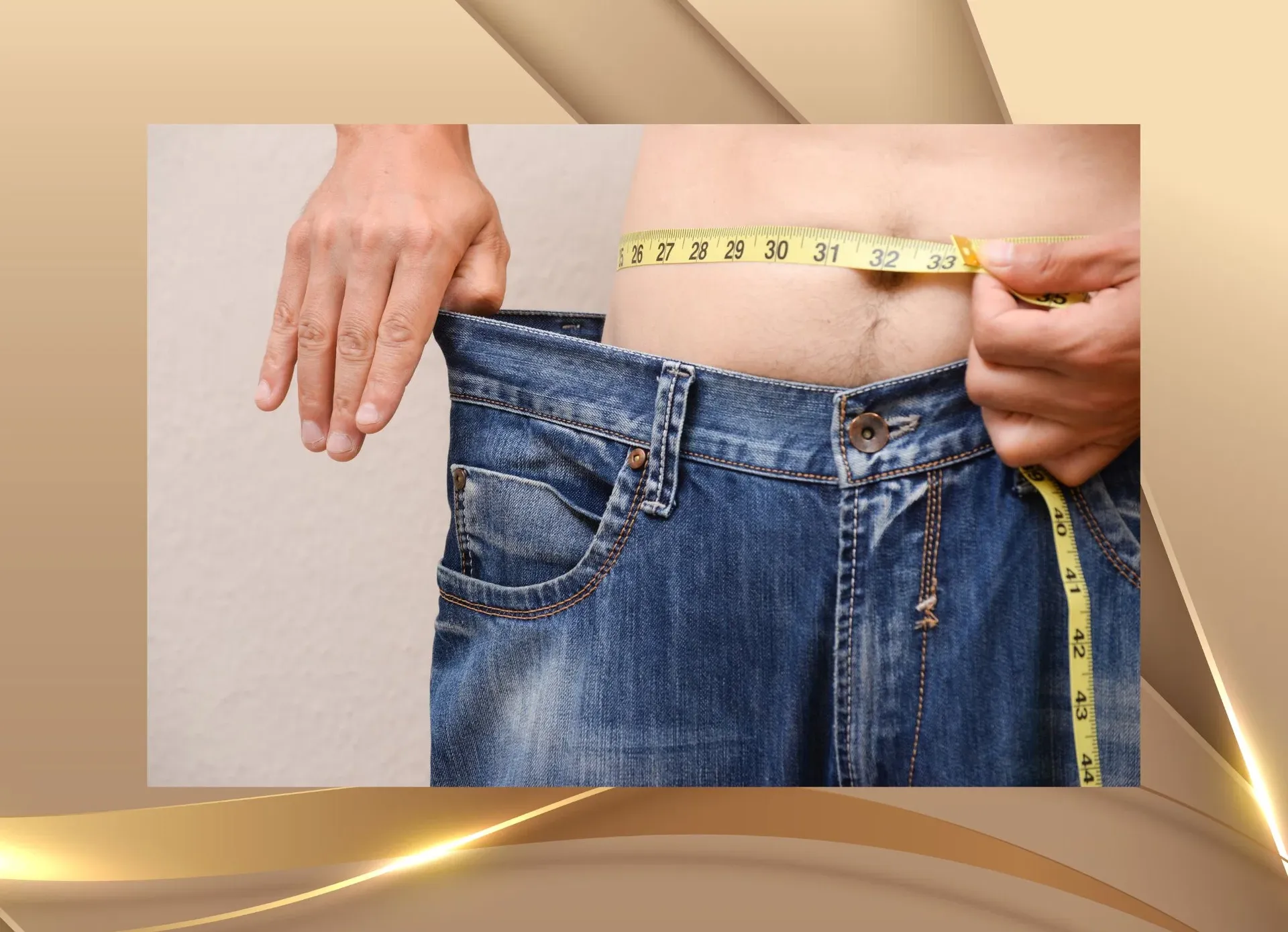 Darstellung einer Gewichtsveränderung anhand von Körperumfang und Kleidung