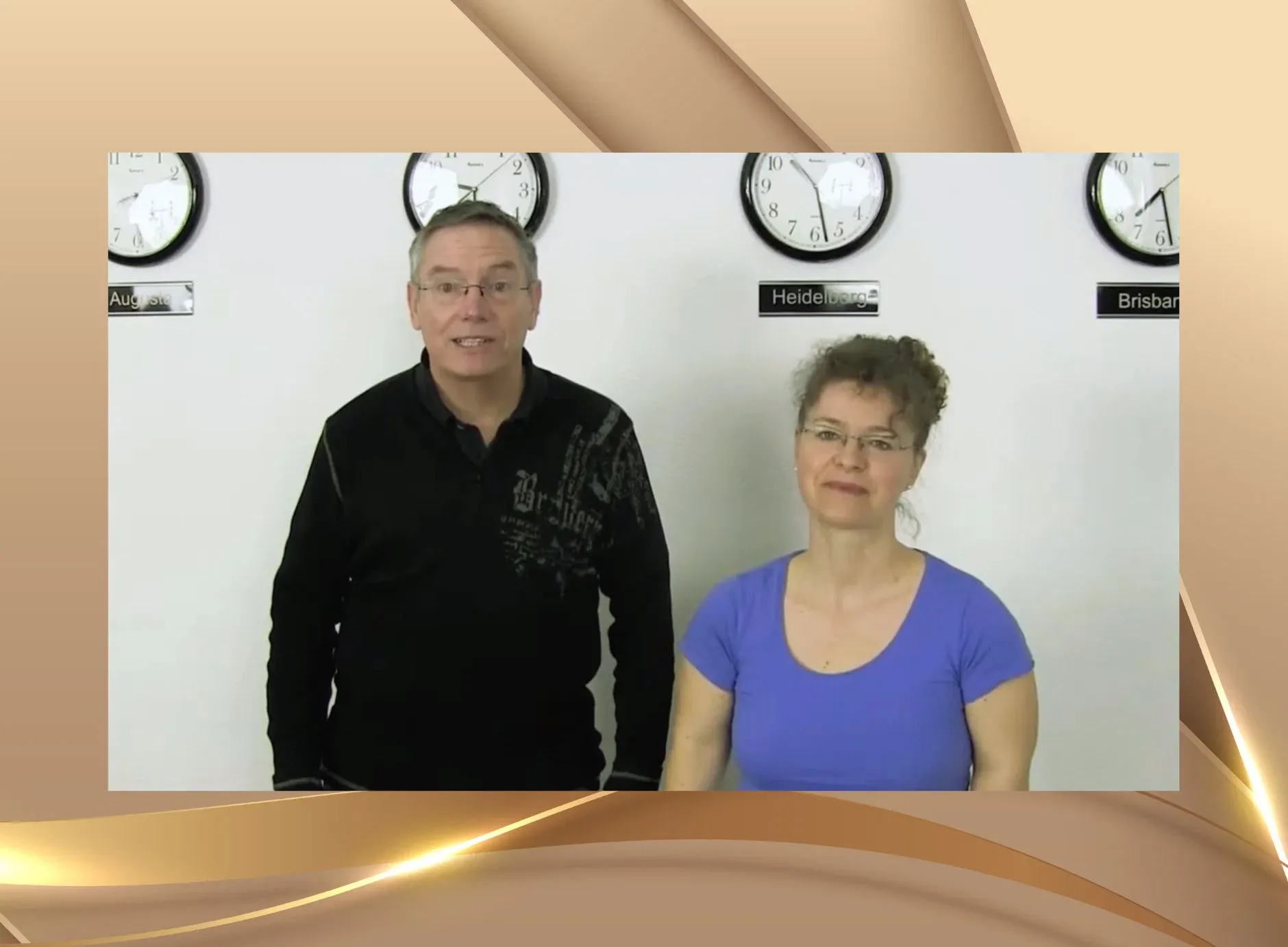 Nicole Wackernagel und Sean Michael Andrews bei gemeinsamen Hypnose-Videoaufnahmen in Heidelberg im Jahr 2014. Der Beginn einer internationalen Zusammenarbeit im Bereich moderne Hypnose und Blitzhypnose.